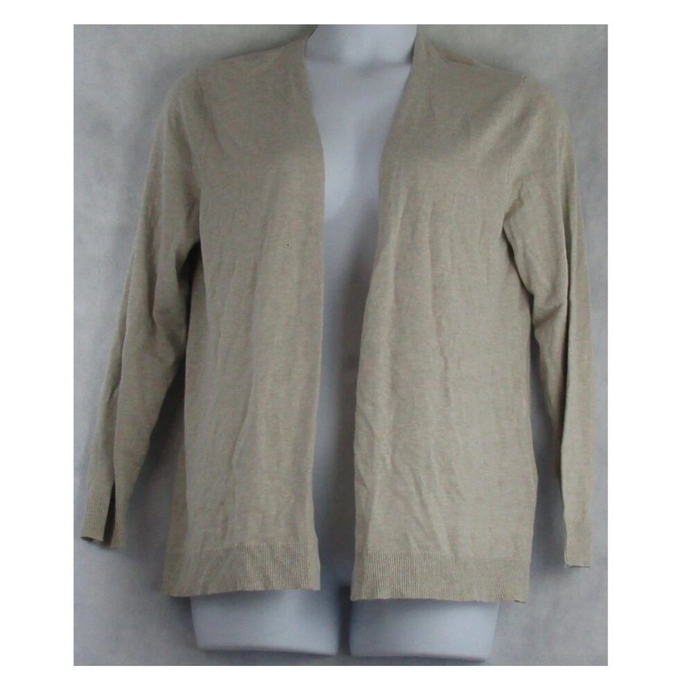 NWT Style & Co Women's Petite Open-Front Long-Sleeve Cardigan Sweater, Beige, PL